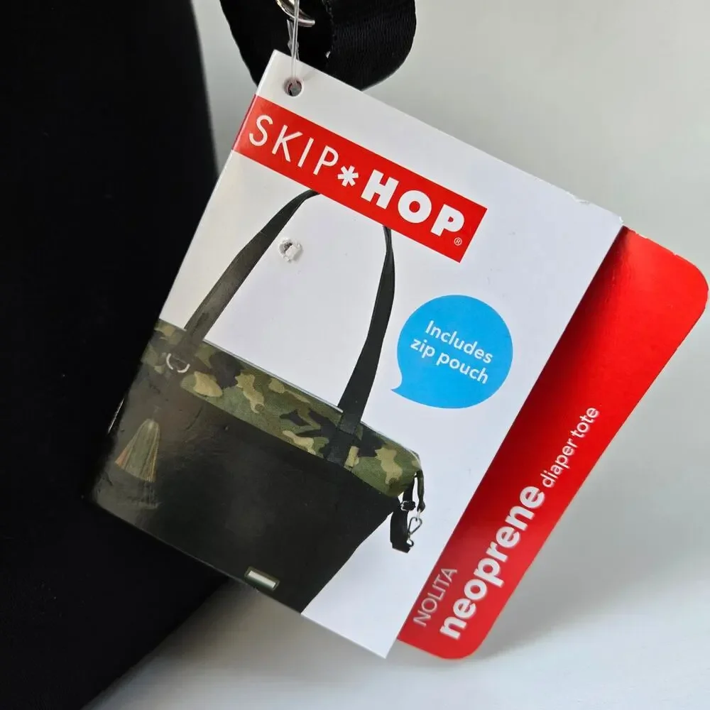 Skip Hop NEW Nolita Neoprene Black Camo Diaper Tote Bag Camoflage Unisex NWT